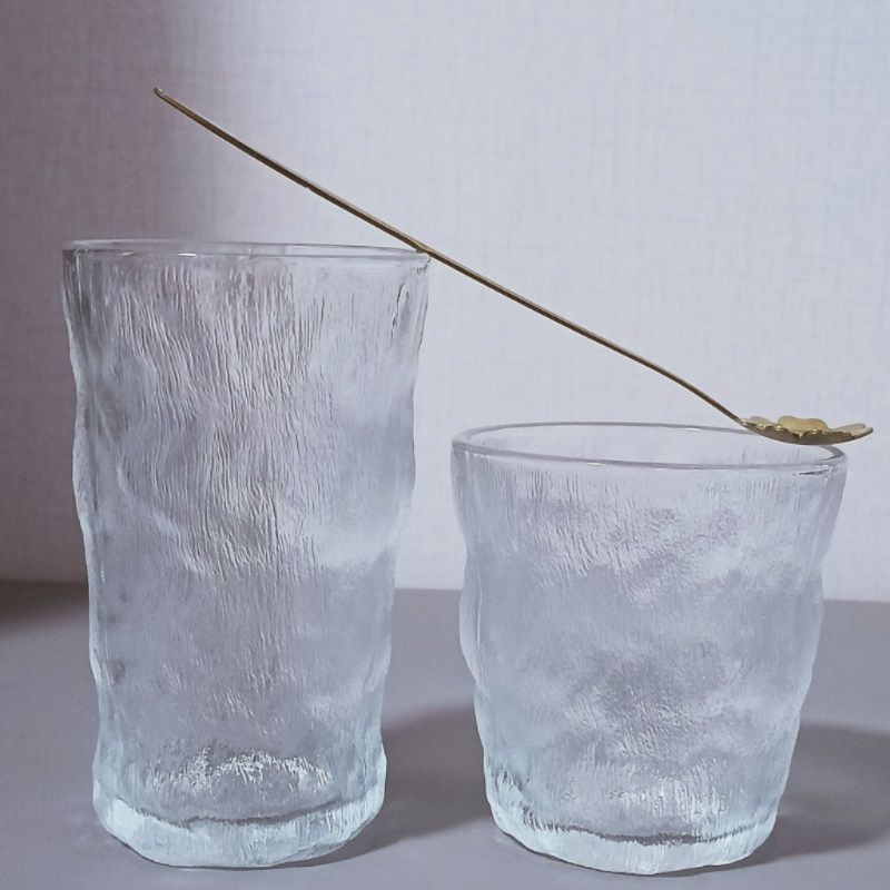 冰川纹玻璃杯果汁家用茶杯牛奶杯咖啡高颜值北欧磨砂水杯