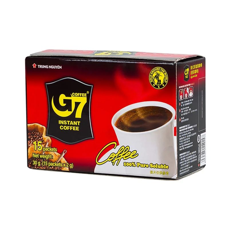 G7 越南进口美式纯黑咖啡粉速溶无蔗糖健身燃脂提神30g3盒
