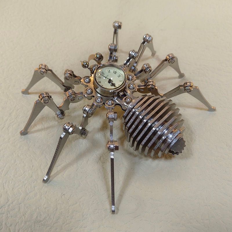 时间蜘蛛不锈钢静态机械昆虫模型手工艺diy拼装成品朋克摆件