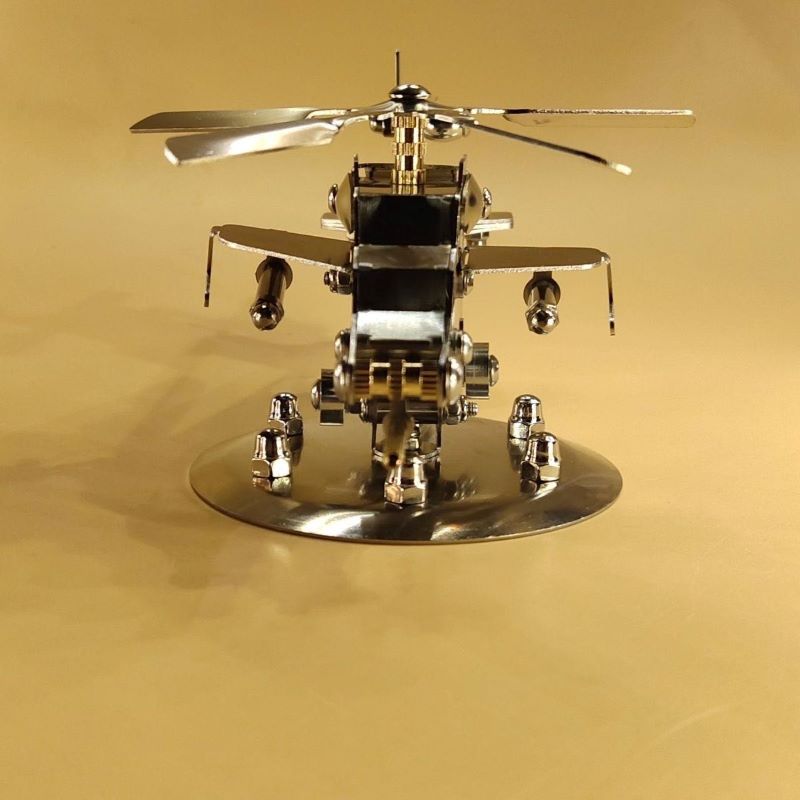 不锈钢武直升飞机模型金属高档合金拼装摆件静态仿真玩具模型