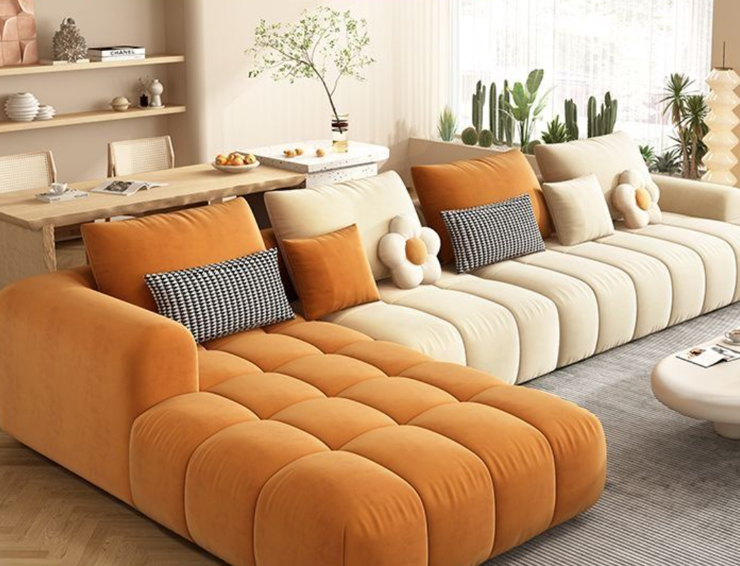 现代简约布艺沙发北欧小户型家用客厅新款直排奶油风猫爪布沙发