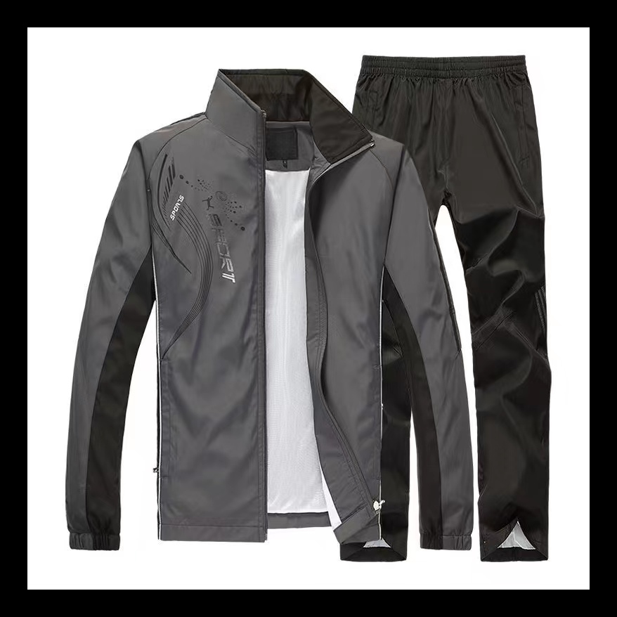 跑步运动套装男春秋季运动服套装男士休闲套装运动衣两件套爸爸装