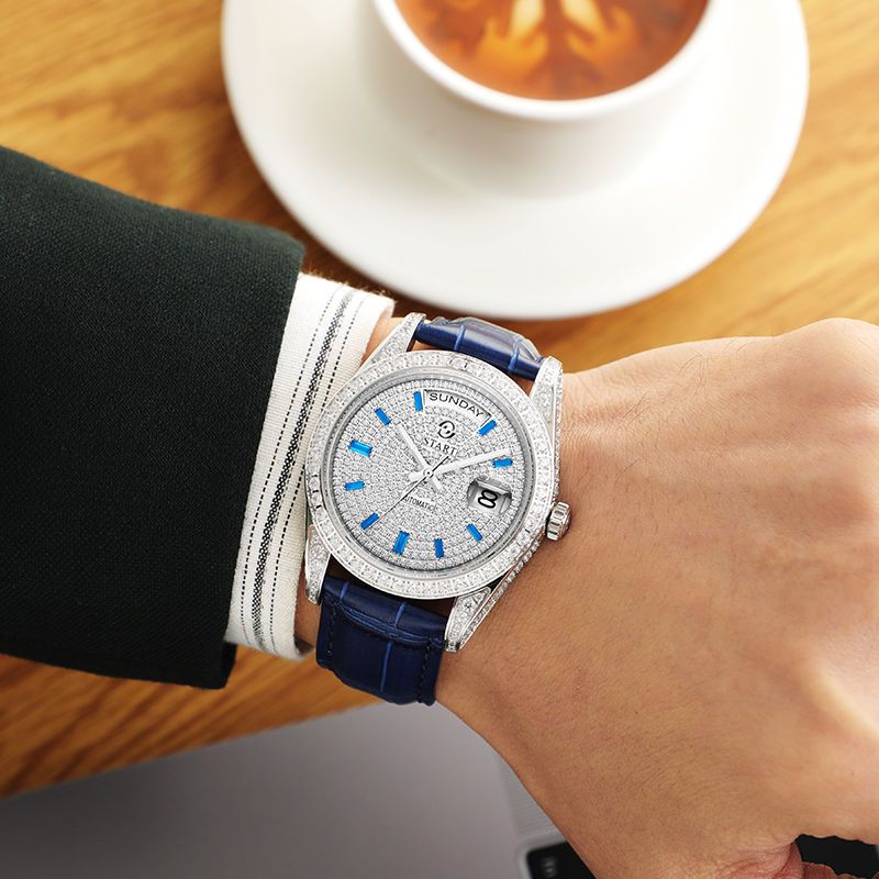 START斯达特满天星手表官方旗舰店瑞士男表风格莫桑钻手表机械表