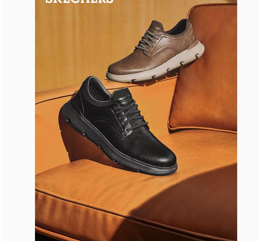 Skechers斯凯奇2023年秋季新款男士商务鞋经典纯色百搭通勤休闲鞋