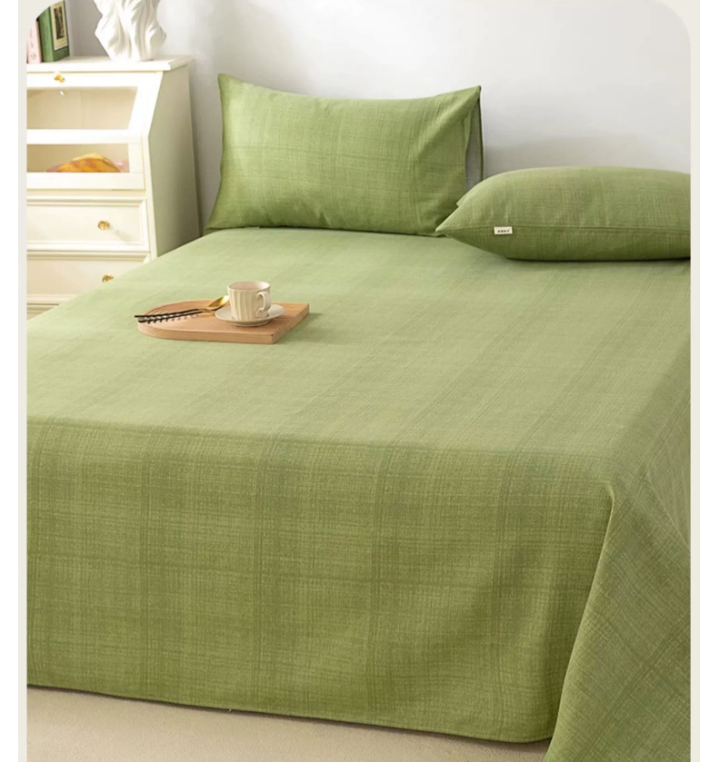 夏季纯色原棉老粗布床单单件100全棉加厚亚麻帆布被单三件（高）