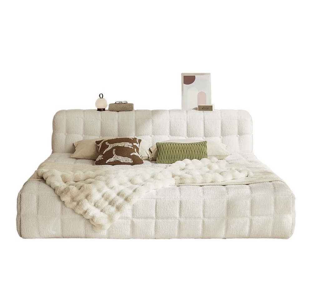 林氏家具 不用买床垫软床布艺床面包床法式双人贴地床