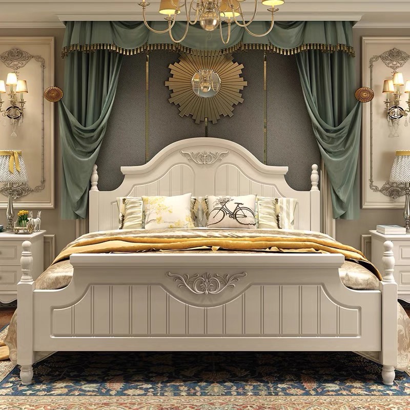 欧式床双人床公主床主卧大床奶油风美式婚床轻奢真皮床实木法式床