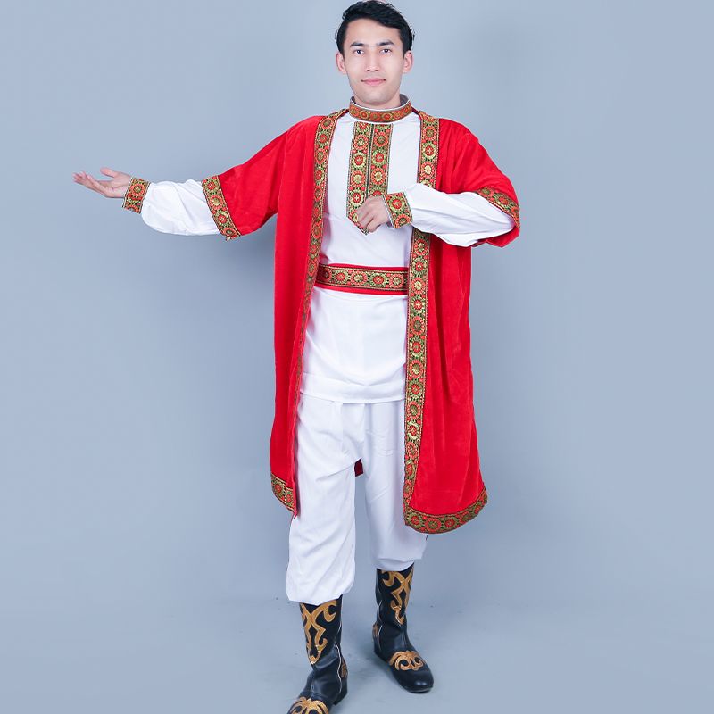 新款新疆舞演出服装男士舞蹈四件套套装中老年广场舞舞服维吾尔族