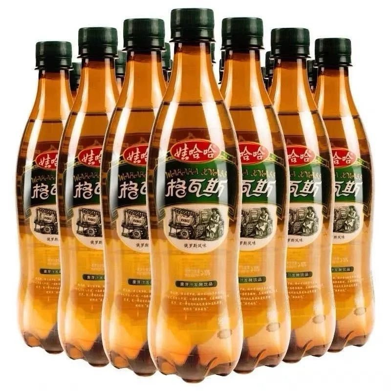 娃哈哈格瓦斯600ml*24瓶麦芽汁发酵俄罗斯风味夏季冰爽碳酸饮料