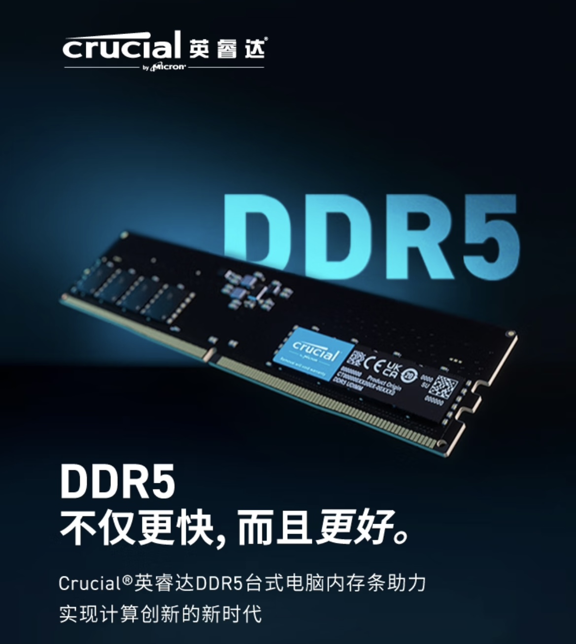 ￼￼英睿达（Crucial）32GB DDR5 5600频率 台式机电竞马甲内存条 