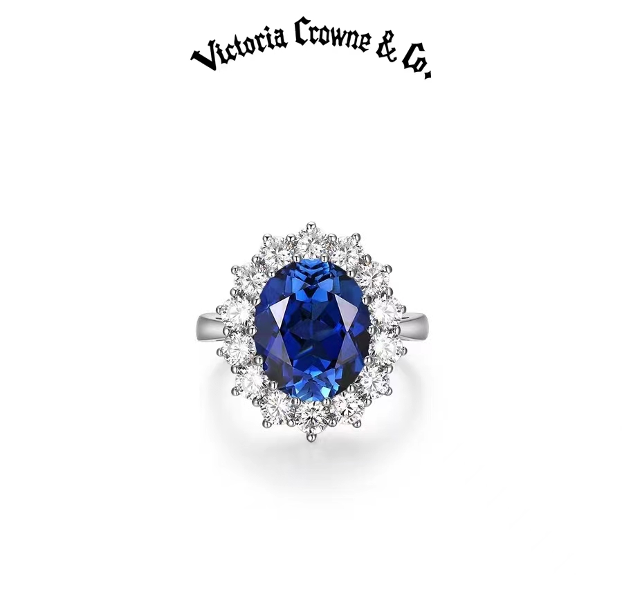 Victoria Crowne 英伦王朝戴妃款家蓝矢车菊蓝宝石戒指 蓝宝石 15.2mm