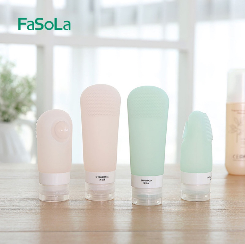 FaSoLa旅行分装瓶硅胶吸盘刷头化妆品护肤品分装瓶柔软便携乳液瓶