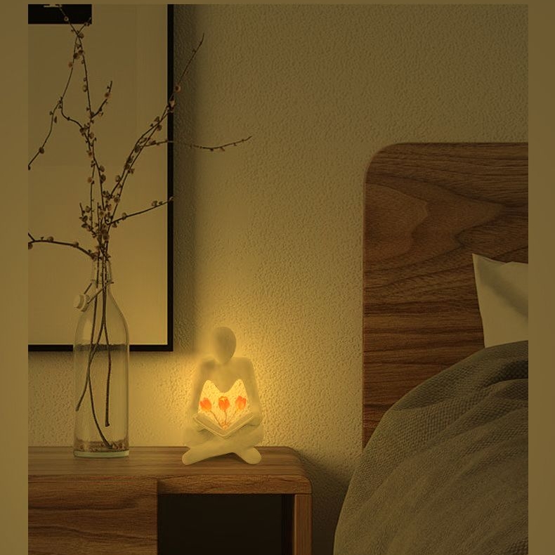 艺术高级感抽象人物郁金香小夜灯摆件创意卧室装饰品