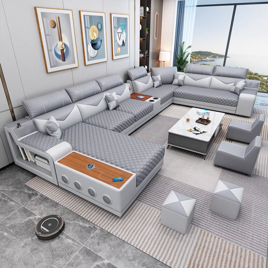 新款乳胶可拆洗布艺沙发简约现代大小户型客厅整装多功能家具组合