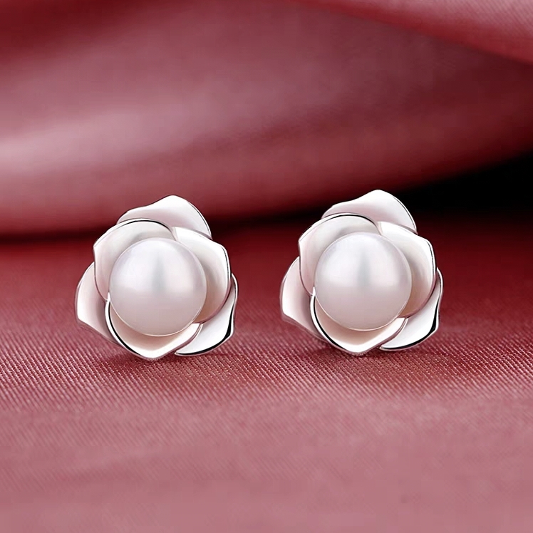 珍珠耳饰纯银真淡水珍珠耳钉2023年新款耳环送老婆生日礼物送妈妈