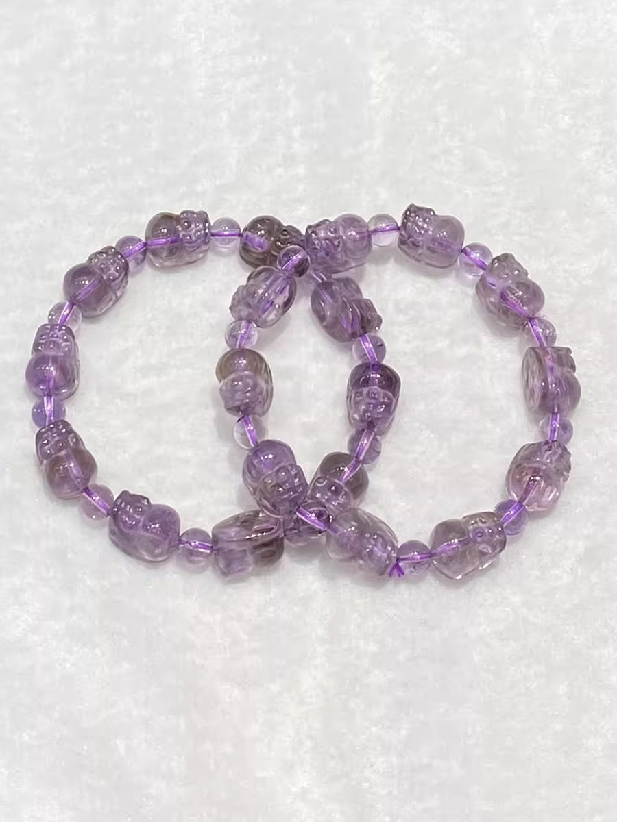 天然紫水晶貔貅手链女款单圈时尚小清新简约雕刻手串饰品礼物百搭