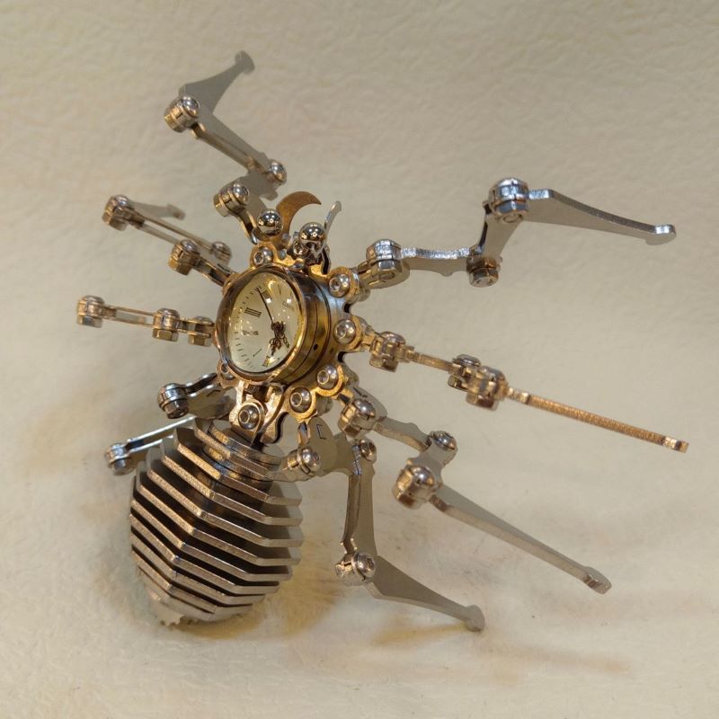 时间蜘蛛不锈钢静态机械昆虫模型手工艺diy拼装成品朋克摆件