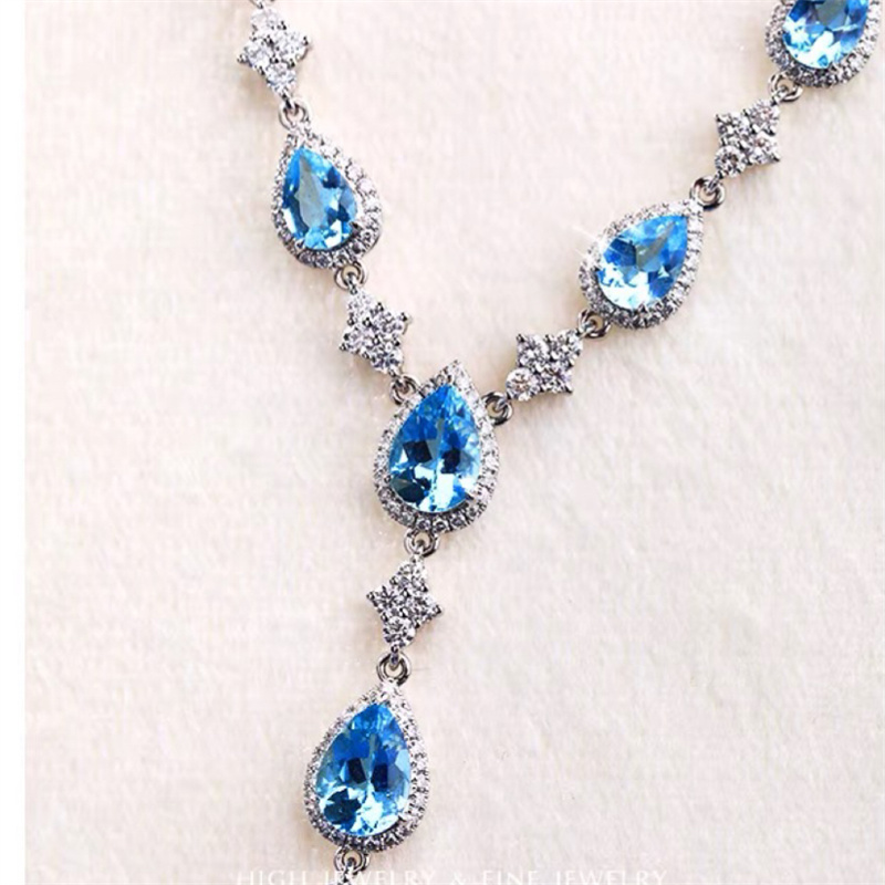 珠宫 重磅圣玛利亚海蓝宝高定项链 18K金镶钻 高奢进阶款 收藏级