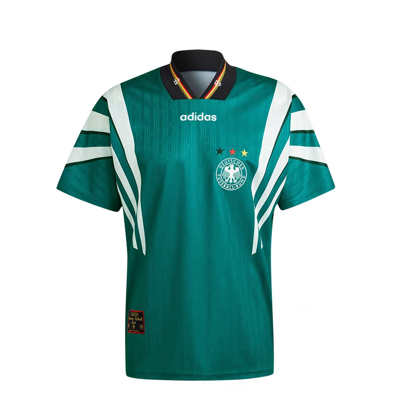 酷锐足球阿迪达斯德国队复刻版1996年客场文化短袖球衣IT7751