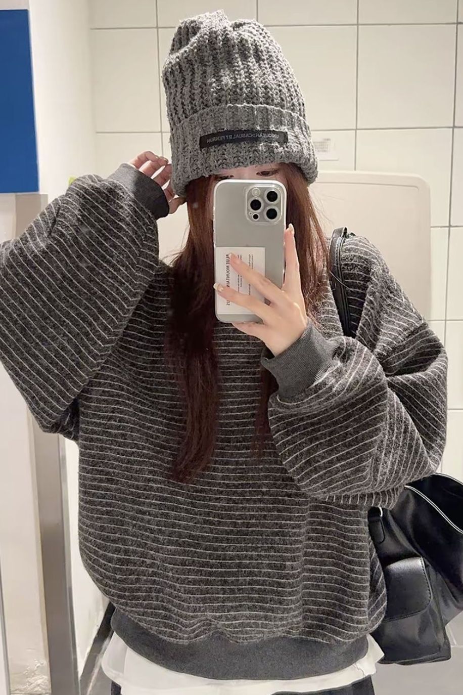 太爱啦!!【INS条纹】韩系校园风秋冬新款圆领卫衣女INS超火上衣服