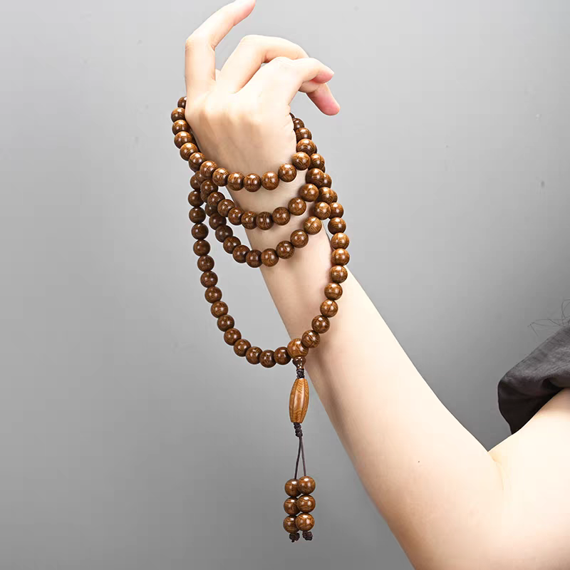 精品六道木老料手链108颗龙须藤降龙木六条纹佛珠20手串