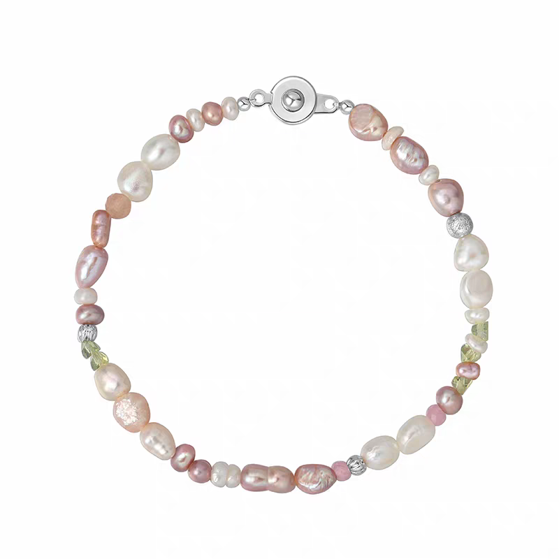 玥海记天然淡水珍珠8-9mm极简路路通强光微瑕珍珠串珠日常通勤百搭手链