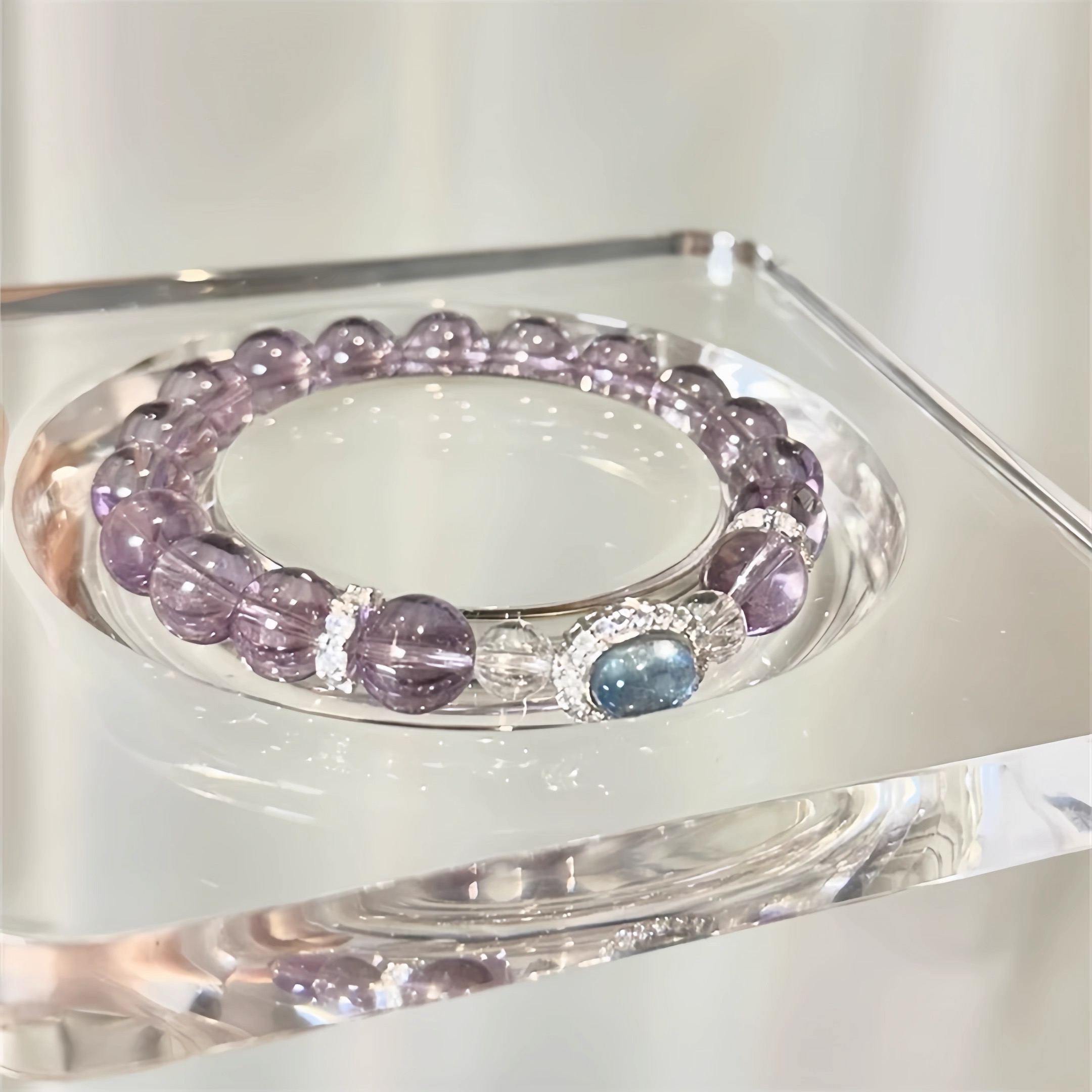 【夜空与海】天然紫水晶手链手串女款巴西紫8mm九紫离火生日转运