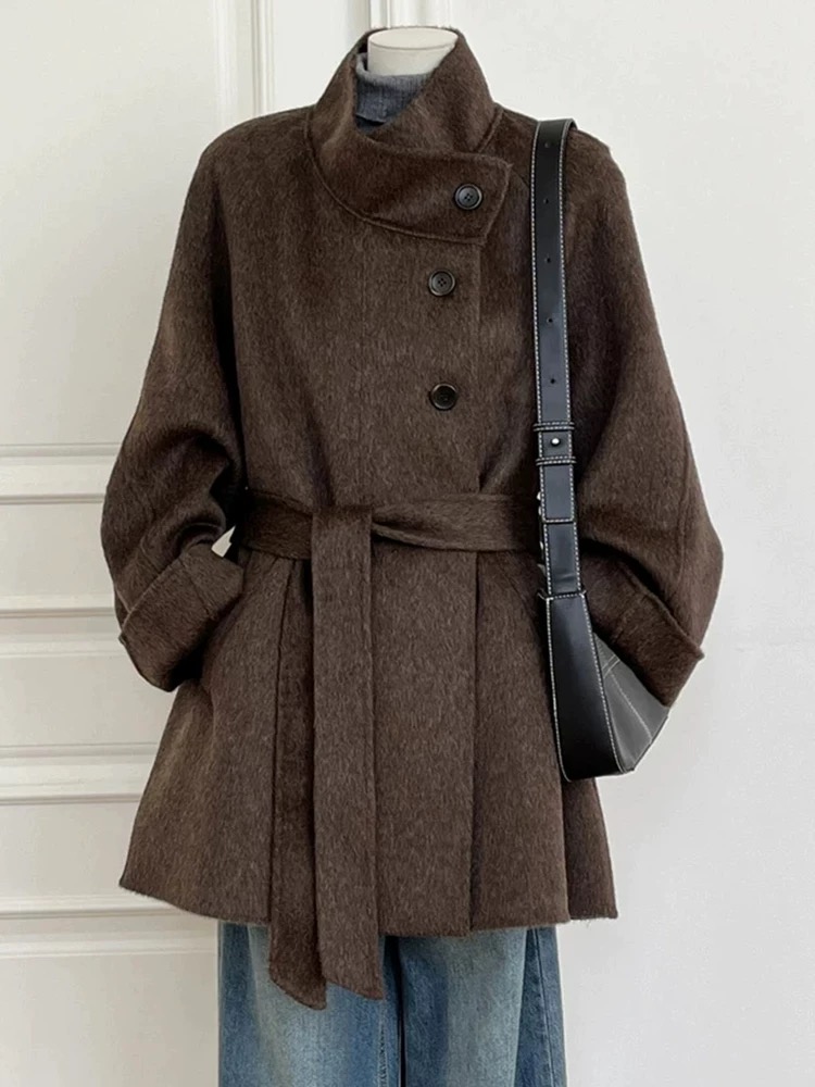 深冬呢子大衣女入冬2025新款毛呢外套小个子独特加厚短款