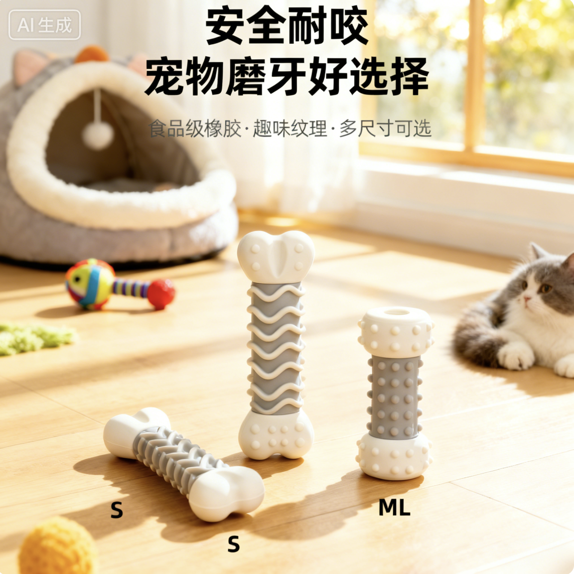 臭臭家猫咪狗狗天然无毒橡胶磨牙棒