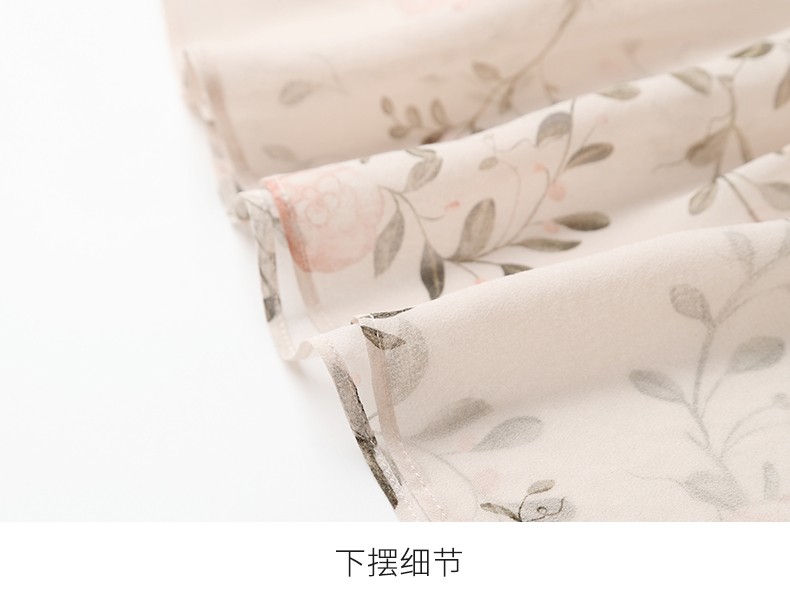 连衣裙女2022夏季新款女装圆领碎花高级感桑蚕丝真丝气质长裙 花色