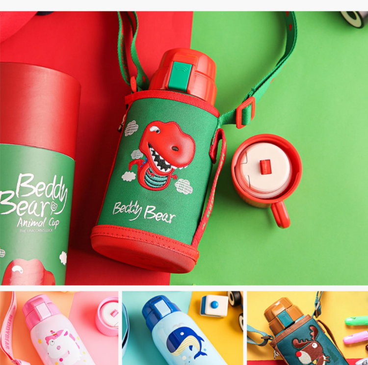 杯具熊儿童保温杯带吸管两用水壶女童婴儿小学生男宝宝幼儿园水杯 升级316不锈钢 官方正品 终身置换
