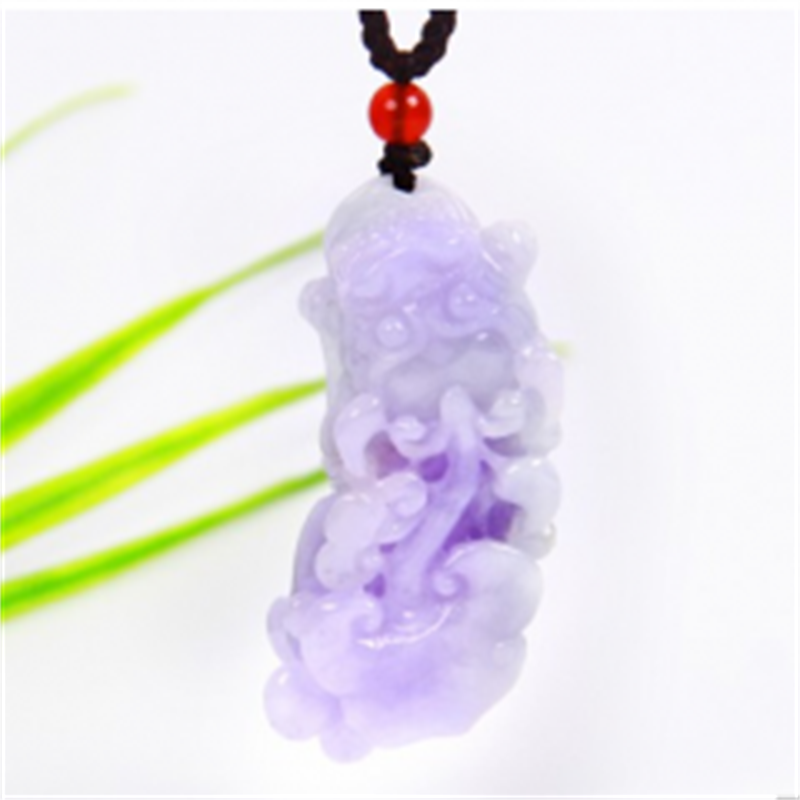 精雕紫罗兰天然A货貔貅翡翠吊坠玉坠玉挂件